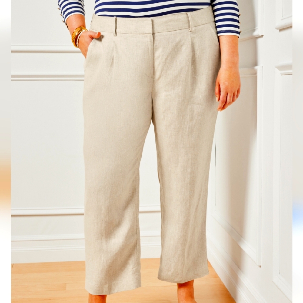 Talbot's Womens Signature Cream Capri Linen Pants NWT Size 12P